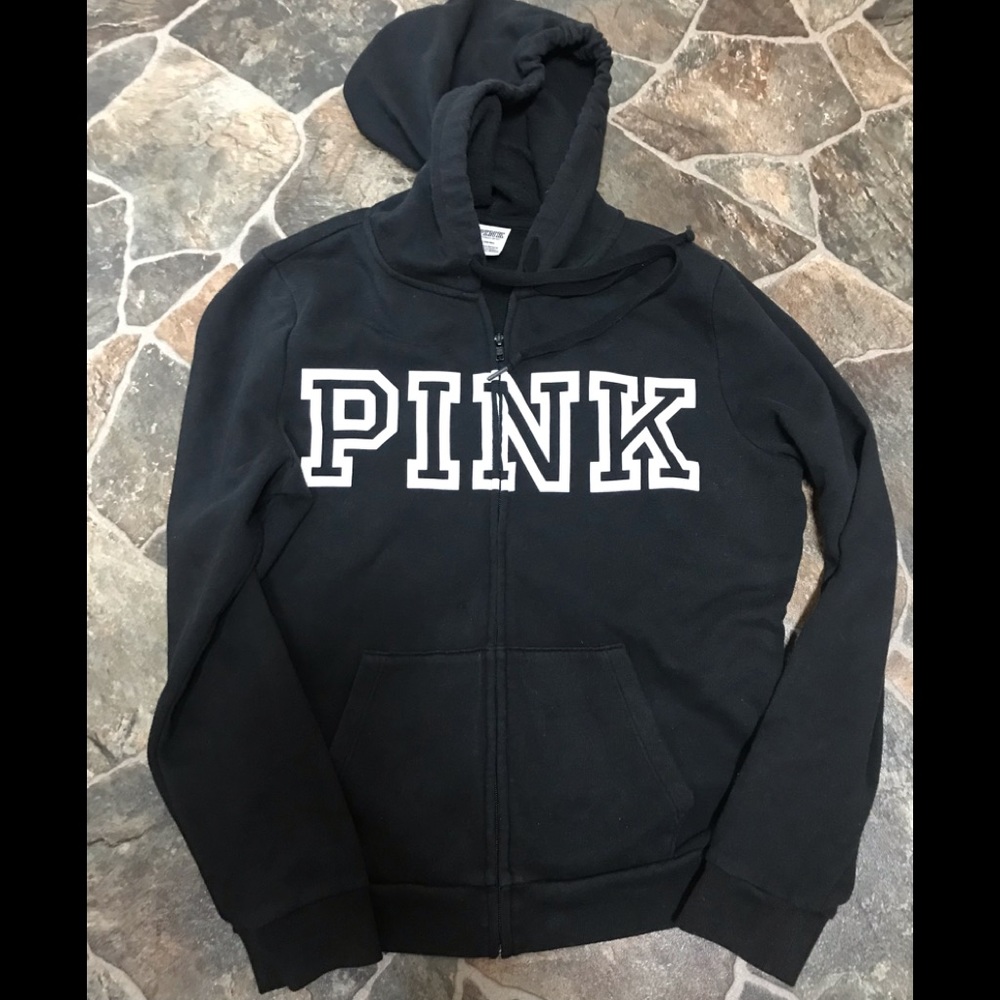Victoria Secret Pink Medium Logo Black Hoodie